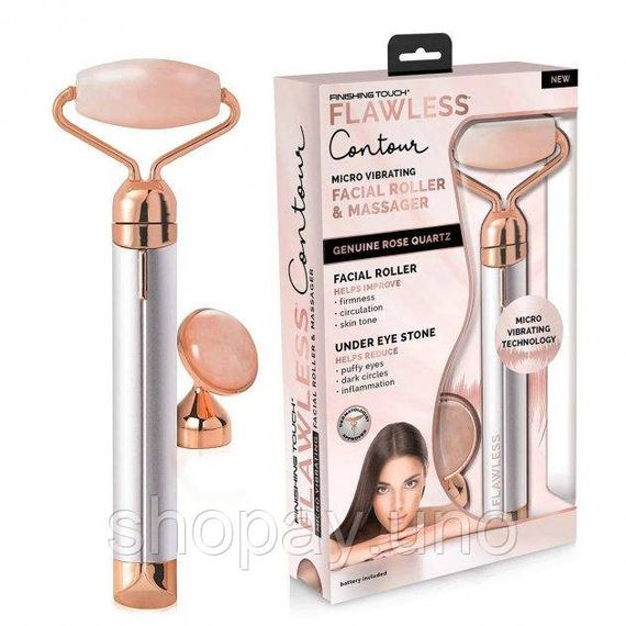 Электрический ролик - массажер для лица Flawless Contour · Кварцевый вибромассажер для лица с 2 насадками | Зображення 4