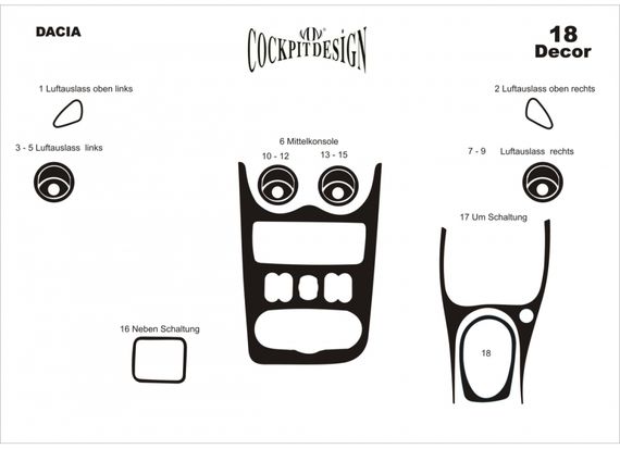 Накладки на панель (Meric) Титан для Dacia Sandero 2007-2013 рр | Зображення 2