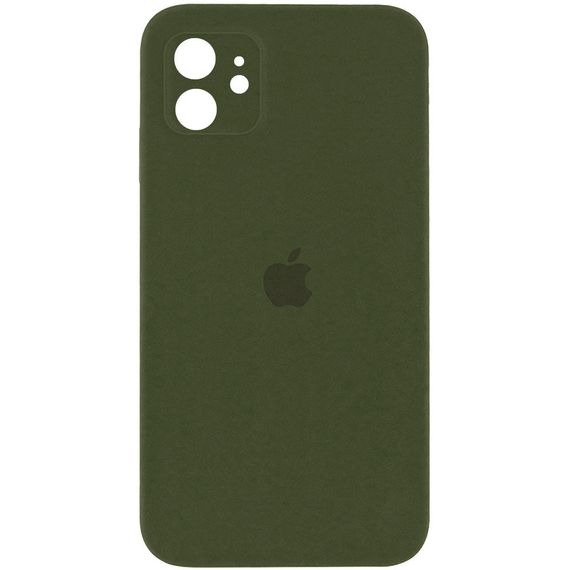Чехол Silicone Case Square Full Camera Protective (AA) для Apple iPhone 11 (6.1") Зелений/Dark Olive