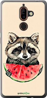 Чохол на Nokia 7 Plus Єнотик з кавуном "4605u-1354-2448"