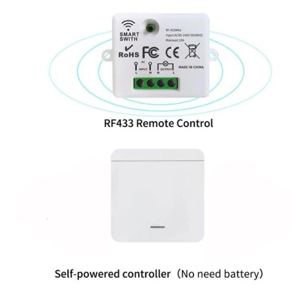 Бездротовий накладний вимикач, 2 шт., реле RF433 | Зображення 3