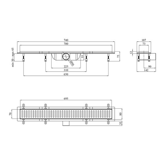 Лінійний трап Kroner KRP Harz S70 Sektion із сухим затвором (CV029580) | Зображення 1