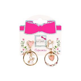 Дитячі сережки "Fashion Котики" T24633 рожеві