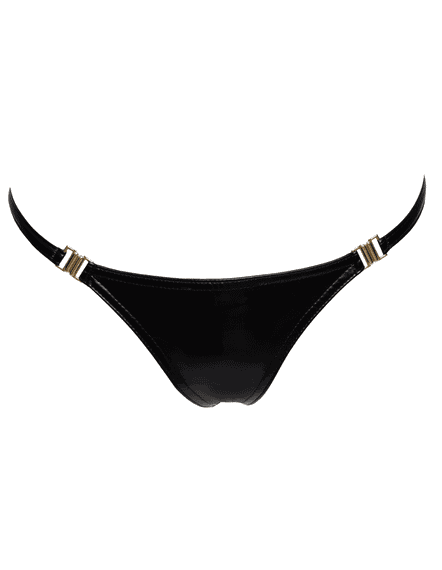Трусики під шкіру Noir Handmade P008 Powerwetlook panty with gold clasp Чорні L | Зображення 4