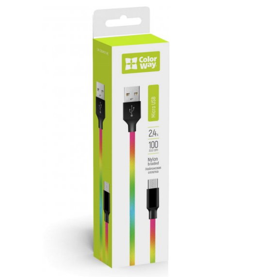 Кабель USB MicroUSB ColorWay CW-CBUM017-MC 2,4A 1м різнокольоровий