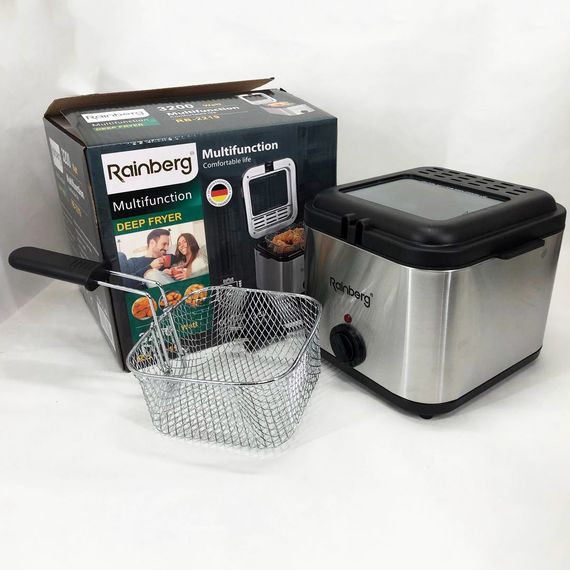 Фритюрниця для дому Rainberg RB-2219 з терморегулятором та знімною чашею електрофритюрниця міні фритюрниця | Зображення 5