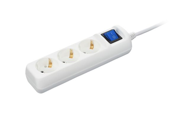 Мережевий подовжувач 2E 3XSchuko з вимикачем, 3G*1.5 мм, 1.5м, white (2E-U03ESM1.5) | Зображення 4