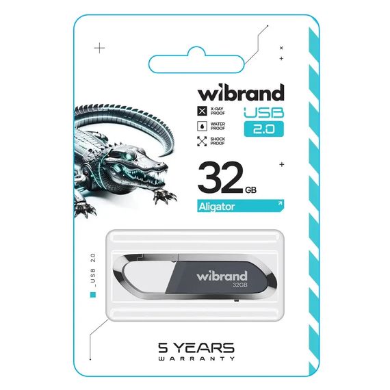 USB флеш накопичувач Wibrand 32GB Aligator Grey USB 2.0 (WI2.0/AL32U7G) | Зображення 1