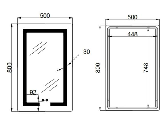 Дзеркало Lidz Kubis (KU2) 500х800 мм з LED-підсвічуванням Touch LD78LF936508048448 | Зображення 1