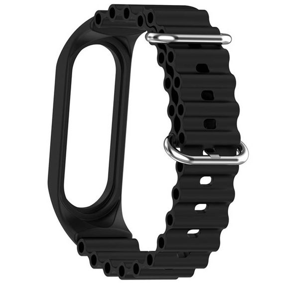 Ремінець Ocean Band для Xiaomi Mi Band 3/4/5/6/7 Чорний / Black | Зображення 3