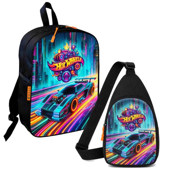 Набір Hot Wheels 2 в 1: дитячий рюкзак + сумка-слінг, для хлопчика та дівчинки 7–9 років (6272)
