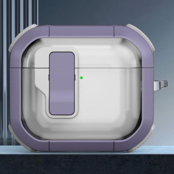 Футляр протиударний Locking Button для навушників Airpods 3 Light Purple | Зображення 1