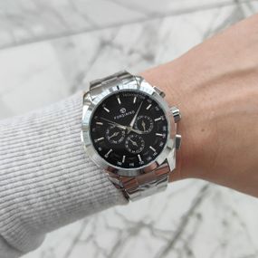 Чоловічий механічний годинник Forsining 6917 Black/Silver