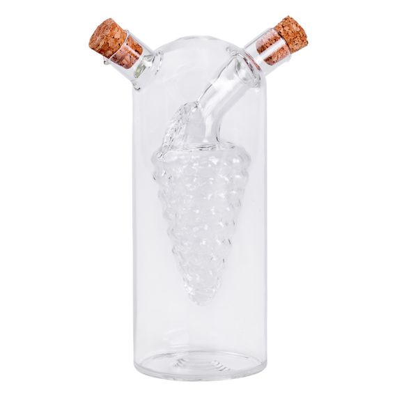 Бутылка для масла и уксуса 2 в 1 стеклянная 380 мл для оливкового, подсолнечного масла и уксуса HP-34-14