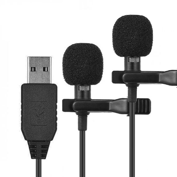 Двойной петличный микрофон Andoer EY-510D USB, 6 метров, петличка для ноутбука, компьютера, пк | Зображення 7