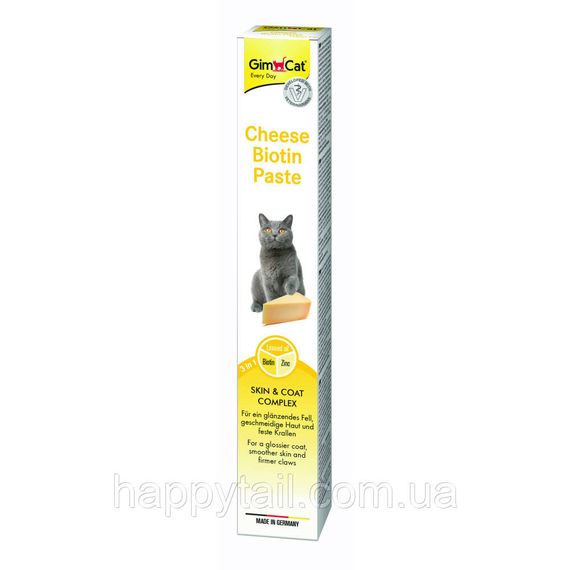 Паста GimCat Cheese Biotin Paste для кошек сырная с биотином 100 г