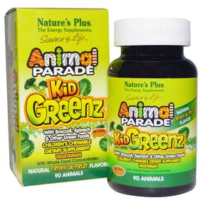 Мультиминеральный комплекс Nature's Plus Animal Parade, Kid Greenz 90 Chewable Tabs Tropical Fruit
