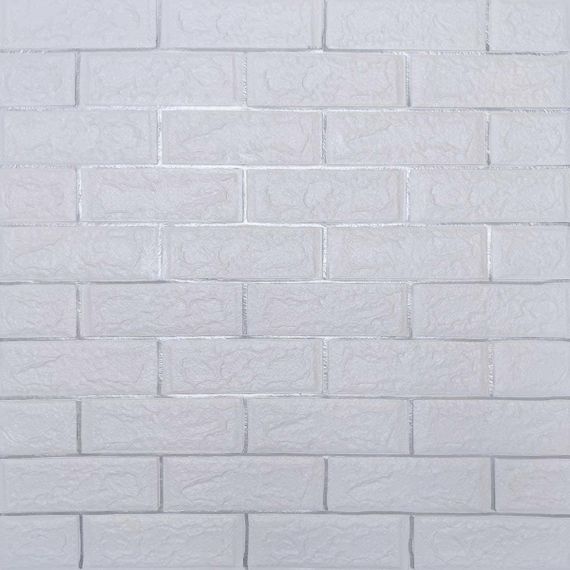 Самоклеюча 3D панель цегла біла смужка срібло 700х770х5мм (100-5) SW-00000753