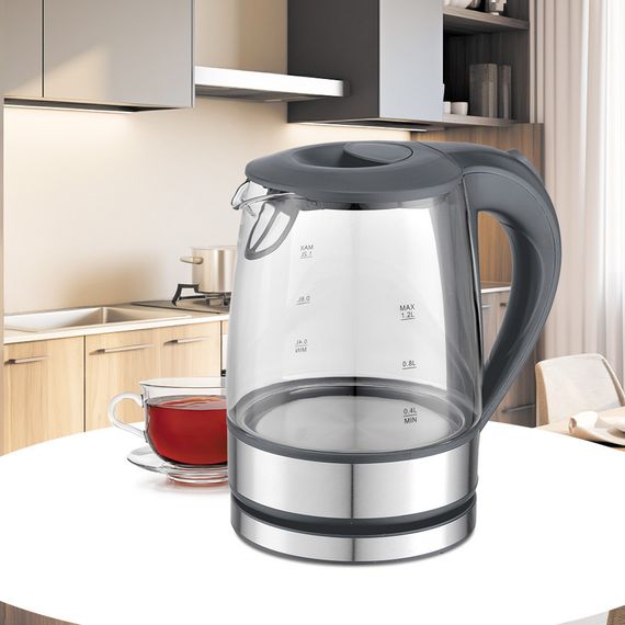 Електрочайник скляний Maestro MR-062-GREY, 1.2 л, 1630 Вт, з підсвіткою | Зображення 1