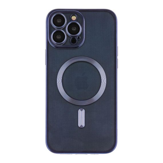 Чехол TPU Metallic Chrome з повним захистом камери with Magsafe для Iphone 13 Pro Max Цвет Chrome Dark Синій | Зображення 5