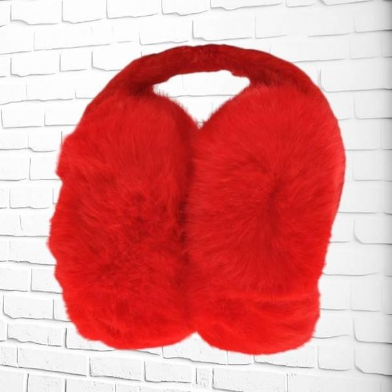 Теплые наушники из искусственного меха Красные