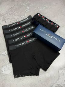 Чоловічі труси-боксери TH 5 шт. у коробіні — 5 шт. чорних трусів у коробці, Чорні труси в коробці Преміум L