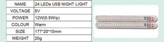 Міні ліхтарик на 24 світлодіоди, USB лампа, LED світильник (тепле жовте світло) | Зображення 6