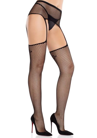 Колготки-панчохи Leg Avenue Backseam Net Stockings з поясом для панчіх, один розмір, чорні sexstyle | Зображення 5