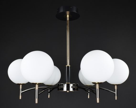 Люстра стельова на 6 лампочок 27899 Чорний 45-75х68х68 см. | Зображення 2