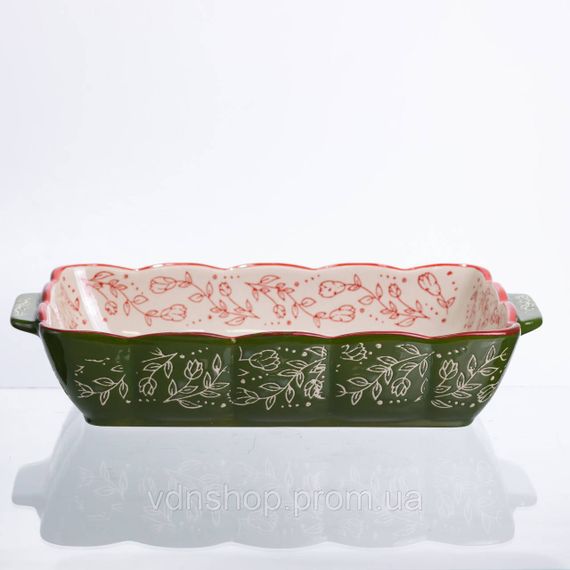 Форма для випікання Vintage 28×17×5 (см) прямокутна форма для випікання в духовці з ручками Зеленая HM05-10 | Зображення 6