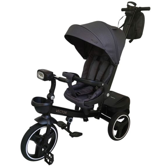 Дитячий триколісний велосипед VECTOR ME 1162-1 Dark Gray, з батьківською ручкою