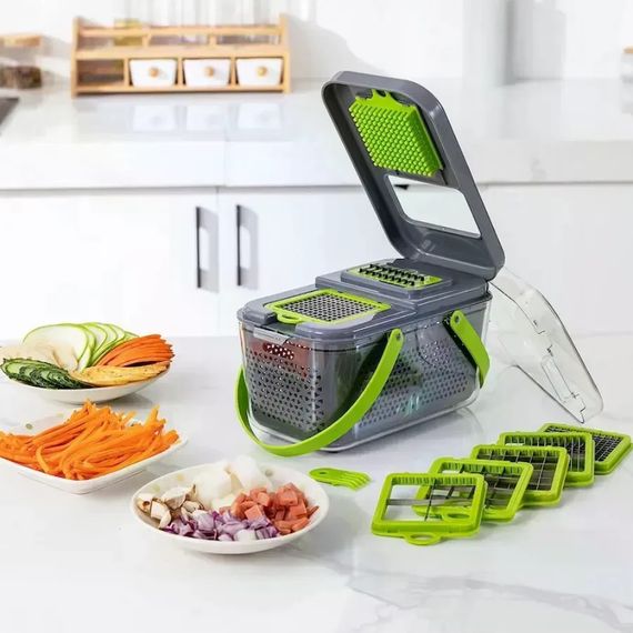 Овощерезка мультислайсер AND1536 Vegetable Cutter • Ручной измельчитель для овощей, фруктов, салатов и домашней нарезки | Зображення 5