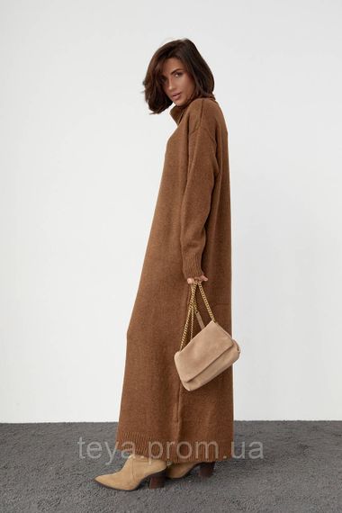 В'язане плаття oversize з високим горловиним кольором коричневий розмір S FL_000905 | Зображення 4