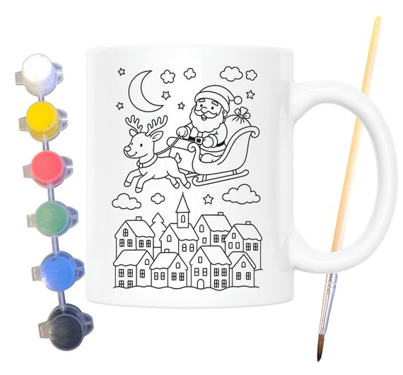 Набор для творчества кружка раскраска Подарки на Рождество и Новый Год 330 мл белая (КР0139) | Зображення 1