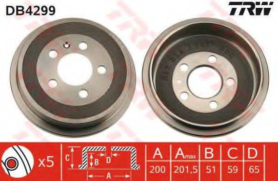 Барабан гальмівний SKODA ROOMSTER, VW POLO задн. (вир-во TRW) TRW DB4299 на SEAT IBIZA V (6J5, 6P5)