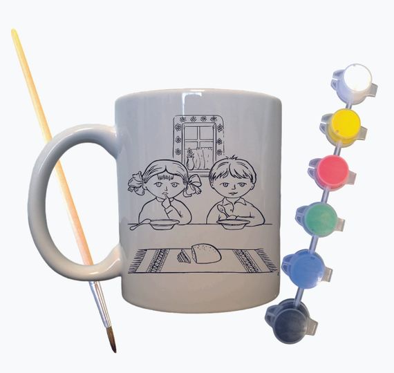 Набір для творчості кружка розмальовка "Українська родина" 330 мл біла | Зображення 1