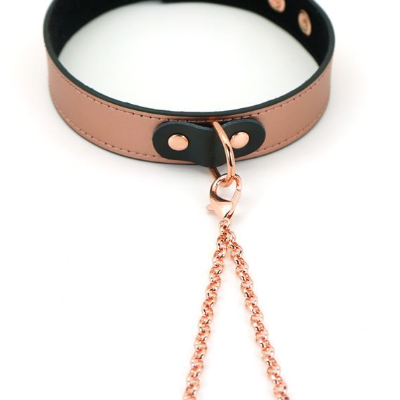 Нашийник із затискачами для сосків Liebe Seele Rose Gold Memory Collar with Nipple Clamps, шкіра | Зображення 9