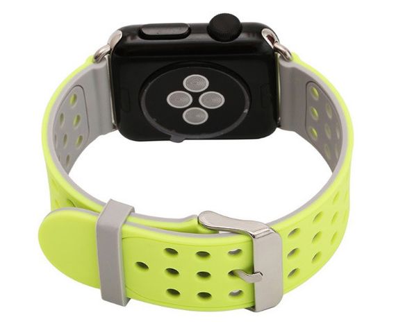 Двухсторонний ремешок с перфорацией Primo для Apple Watch 42mm / 44mm / 45mm - Grey&Yellow