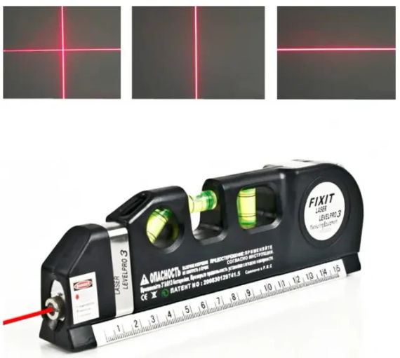 Лазерний рівень із вбудованою рулеткою FIXIT Laser Level Pro 3 4в1 рулетка лінійка | Зображення 1