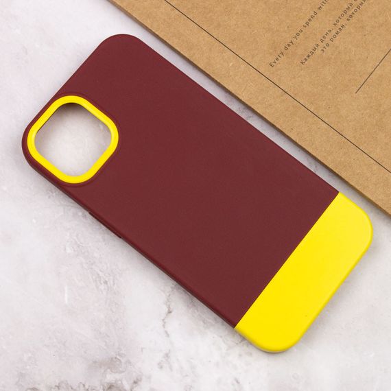 Чохол TPU+PC Bichromatic для Apple iPhone 13 (6.1") Силікон, Brown burgundy / Yellow | Зображення 3