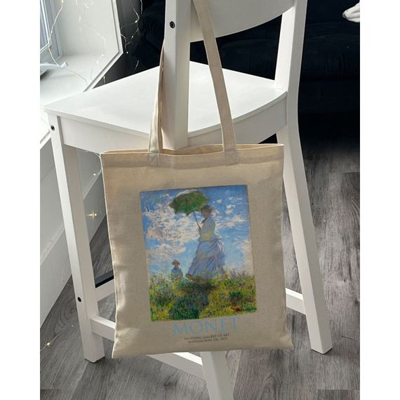 Екошопер BookOpt ВК4087 MONET Жінка з парасолькою бежевий | Зображення 3