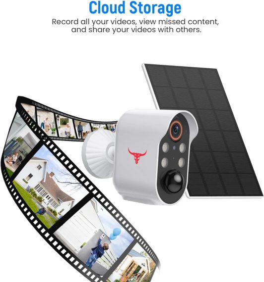 Беспроводная камера видеонаблюдения HubFlashy 1080P с солнечной батареей и 4 прожекторами | Зображення 2