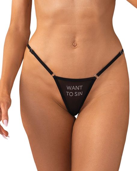 Трусики Obsessive Violami Sin thong S/M, Чорний, L/XL