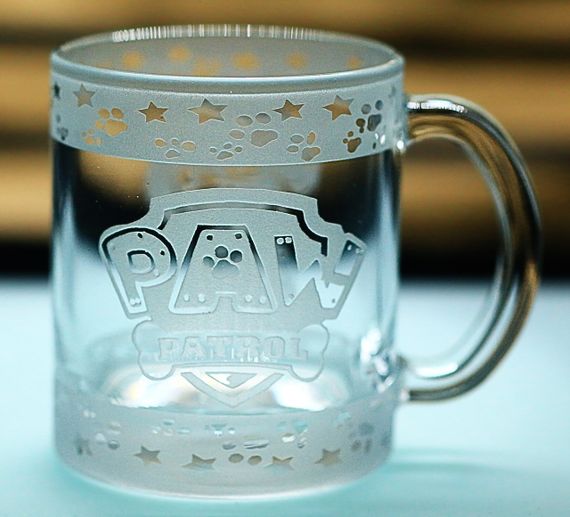 Детская стеклянная чашка-кружка 320 мл с гравировкой Щенячий патруль Скай | Зображення 5