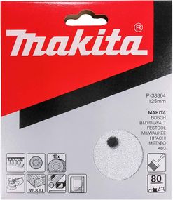 Набір шліфувального паперу Ø125 мм К80 (10 шт) Makita P-33364