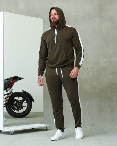 Костюм Лампас весна хакі-білий S XL | Зображення 6