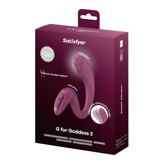 Вагінально-кліторальний вібратор Satisfyer G for Goddess 3 Wine Red (м'яте паковання!!!) Sex Aura | Зображення 6