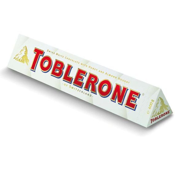 Швейцарский белый шоколад Toblerone с изюмом, нугой из меда и миндальным орехом, 100 г