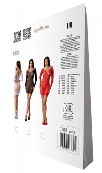 Полупрозрачное мини-платье Passion BS101 One Size, white, рукава-митенки | Зображення 6