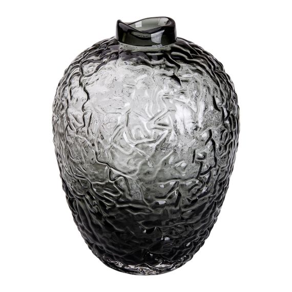 Ваза для квітів зі скла, декоративна кругла, 30 см, сіра HP-1731